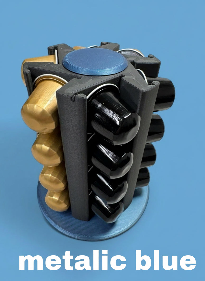 Rotating Nespresso Pod Holder: Matte Black with Metallic Accents