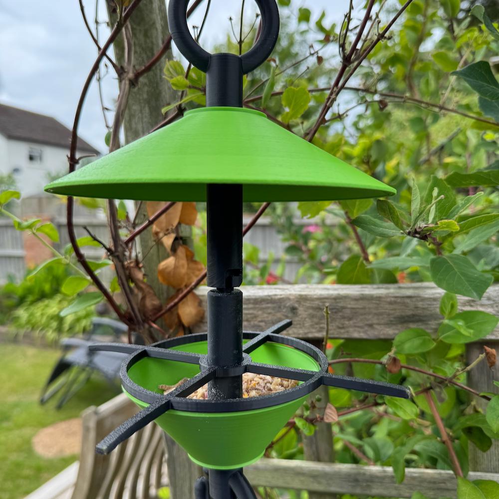 Colourful Hanging Bird Feeder with rain hat and perch