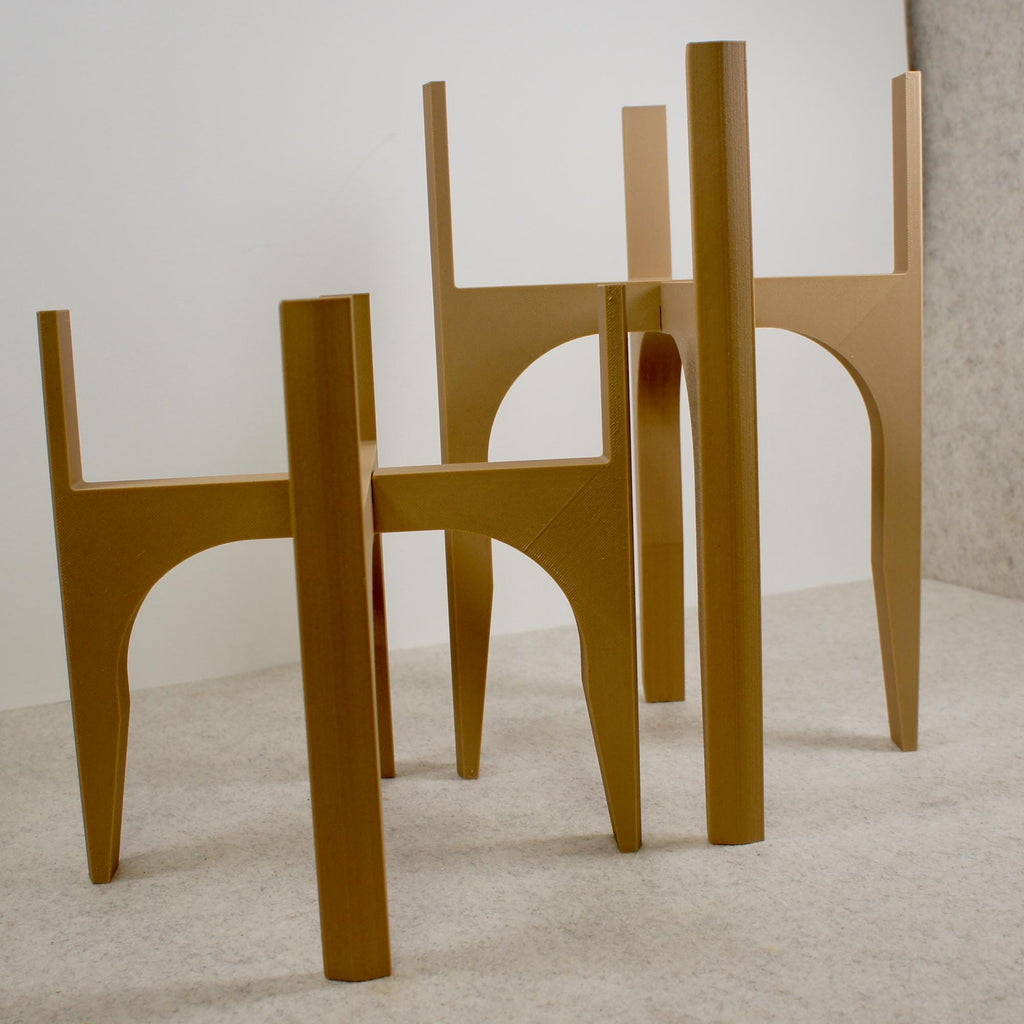 Spiral Groove Plant Pot with Wood-infused Stand - 18cm - Modern Indoor Planter