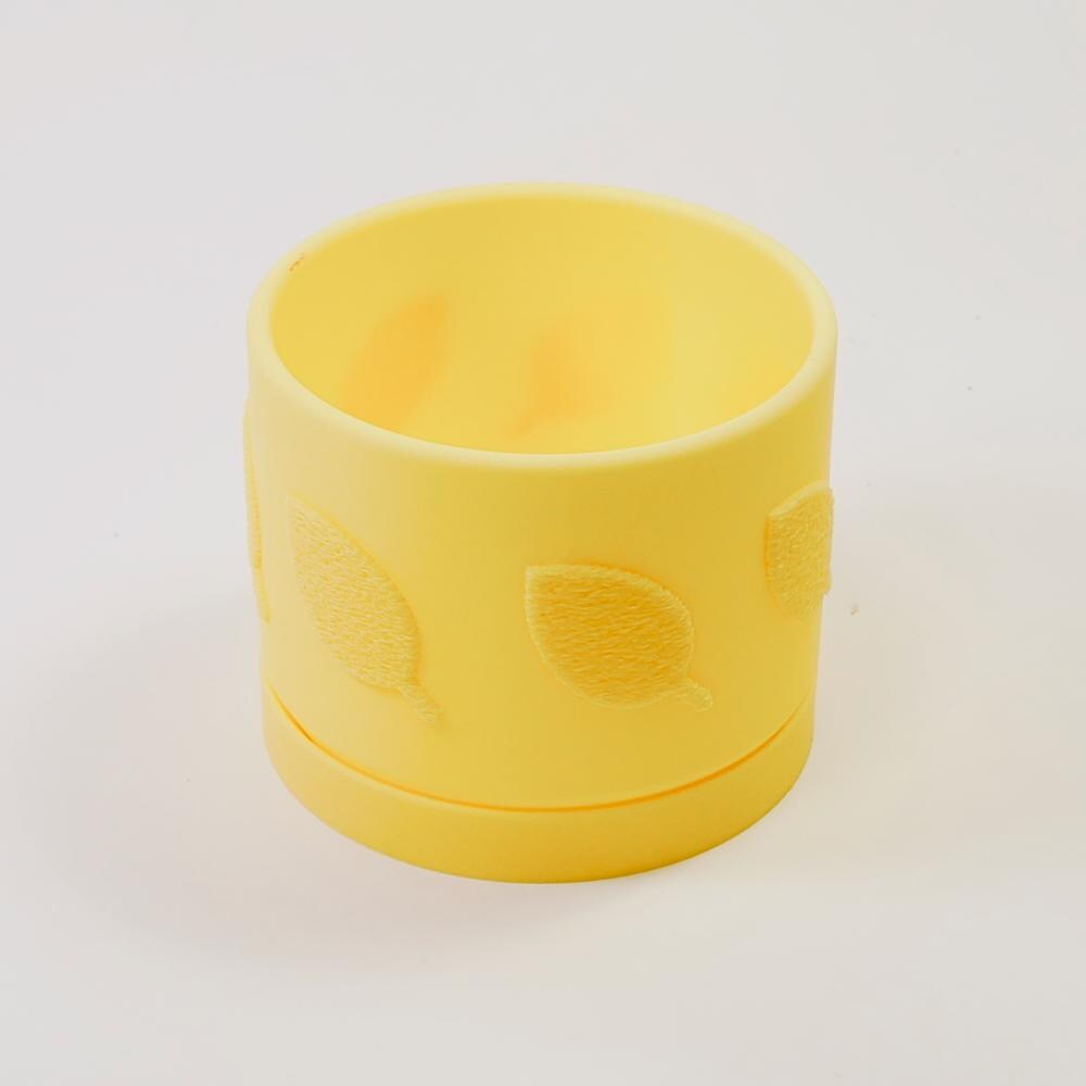 Small Embossed Leaf Plant Pot with Drip Tray - 9cm