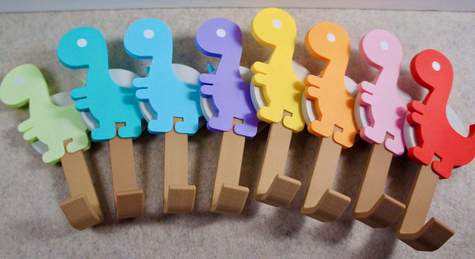 Colourful Childs Dinosaur Clothes or Coat Hook