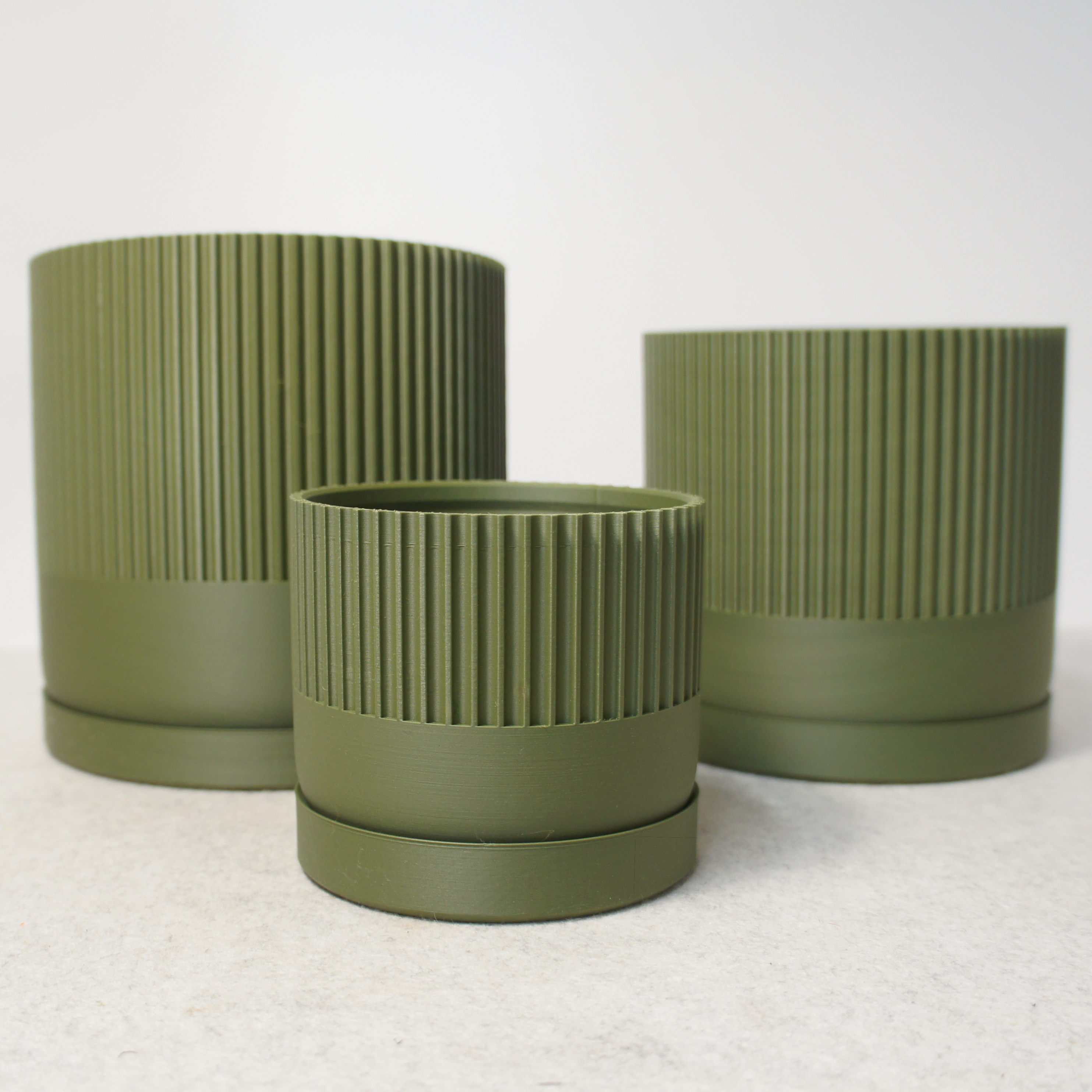Industrial Ribbed Pillar Plant Pot with drip tray - Urban Colours various sizes