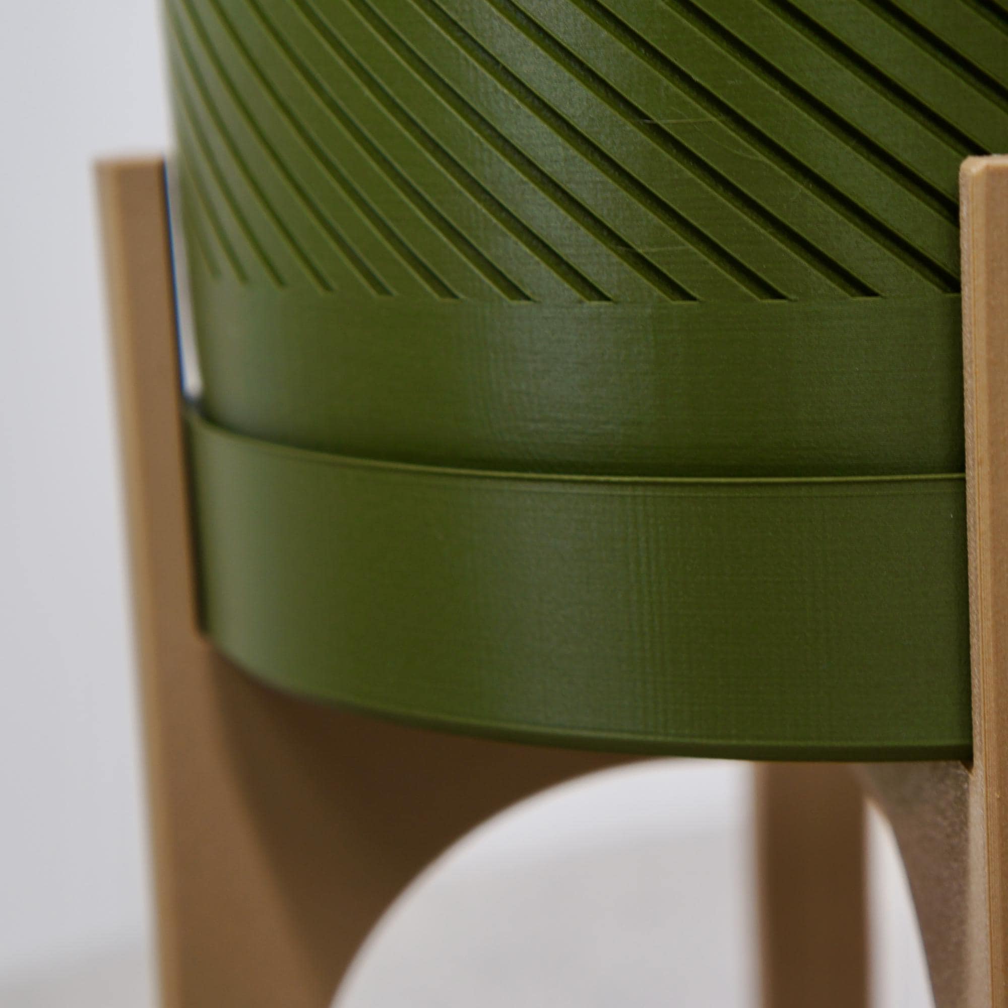 Spiral Groove Plant Pot with Wood-infused Stand - 18cm - Modern Indoor Planter