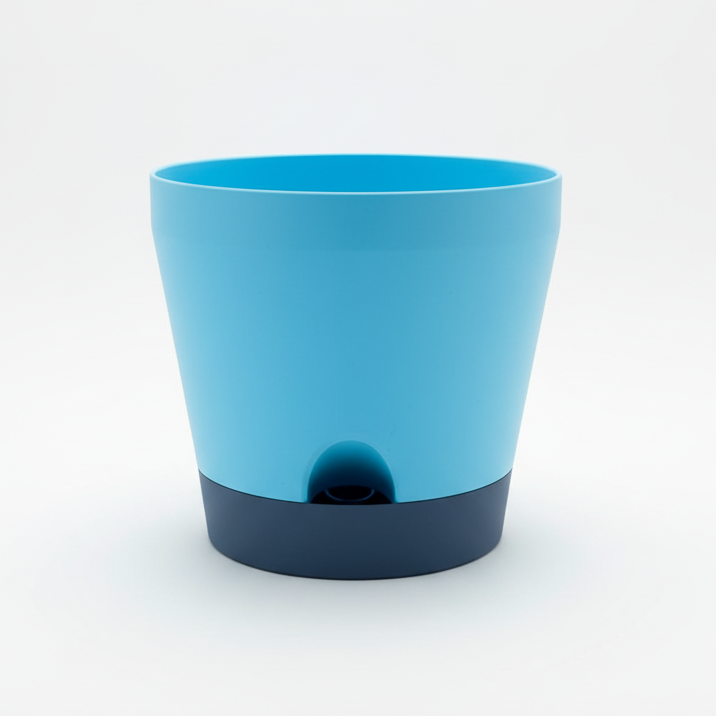 Baby Blue Self-Watering Pot in white lightbox