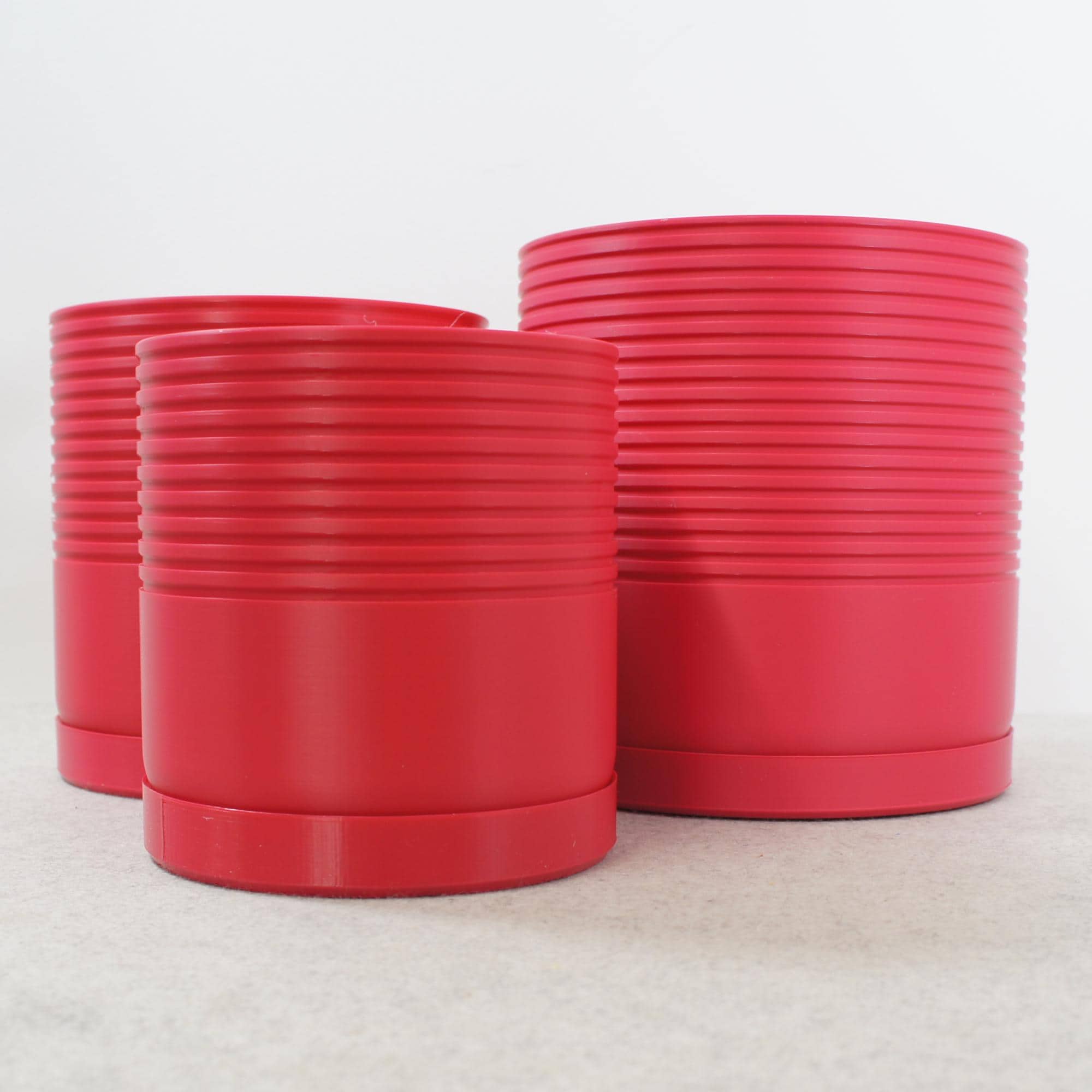 Magenta Pink Ribbed Plant Pot with Drip Tray : 10cm upto 20cm