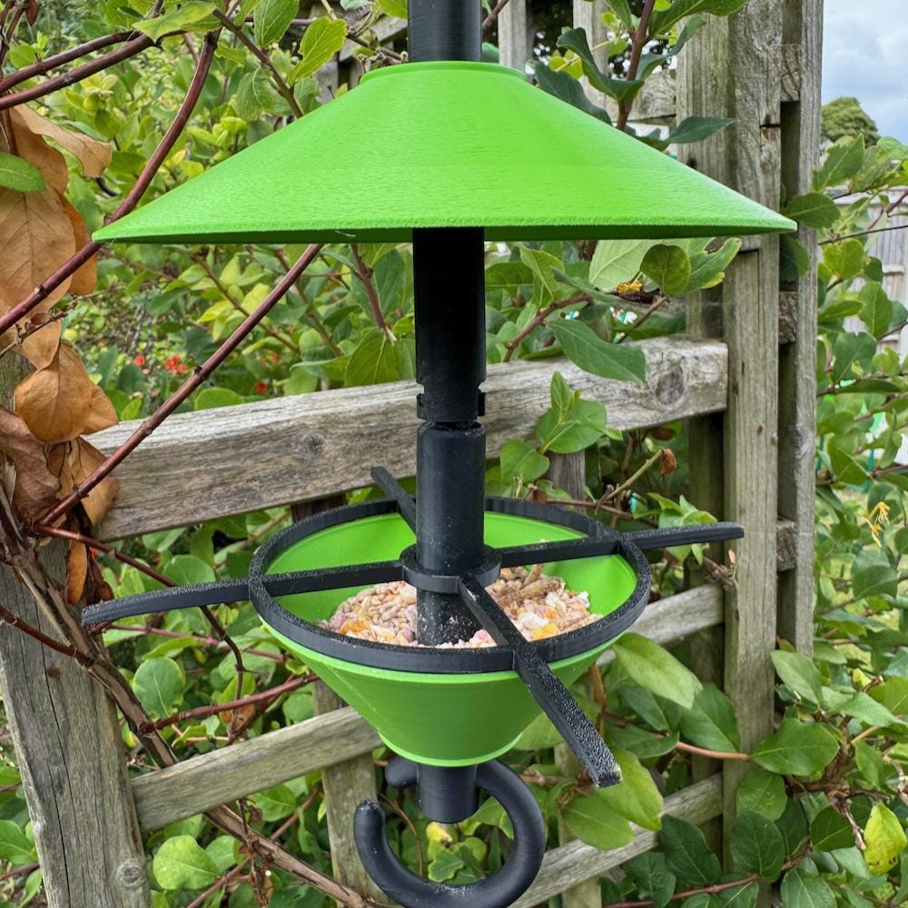 Colourful Hanging Bird Feeder with rain hat and perch