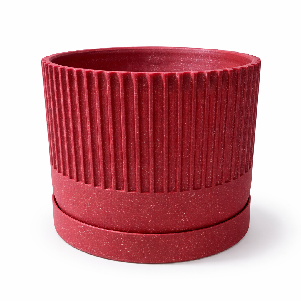 Mini Sparkle Ribbed Plant Pot - 10cm or 12cm - with Drip Tray