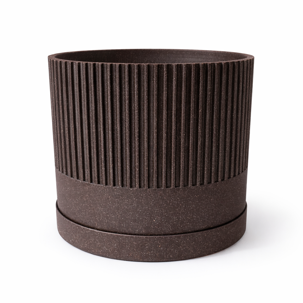 Mini Sparkle Ribbed Plant Pot - 10cm or 12cm - with Drip Tray