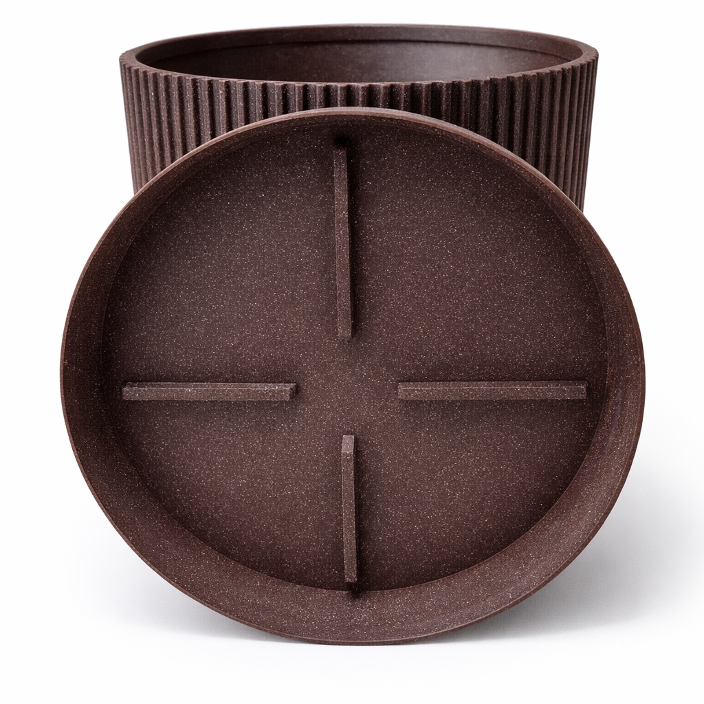 Mini Sparkle Ribbed Plant Pot - 10cm or 12cm - with Drip Tray