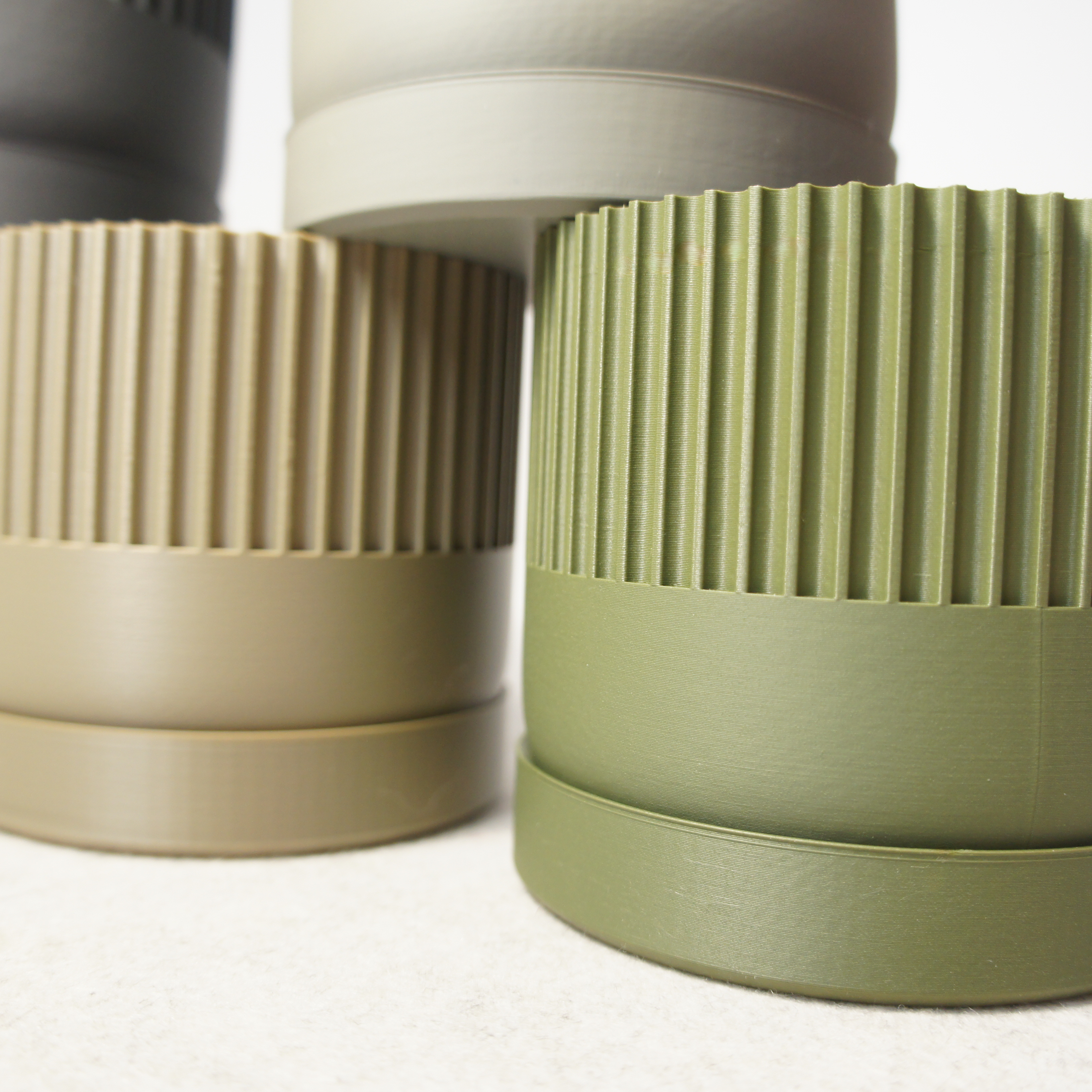 Industrial Ribbed Pillar Plant Pot with drip tray - Urban Colours various sizes