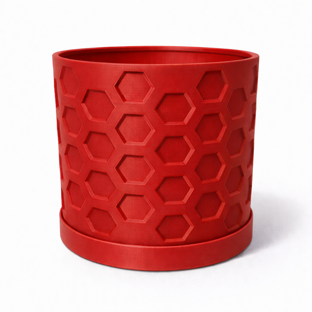 Hexagon Plant Pot with Drip Tray – 16cm