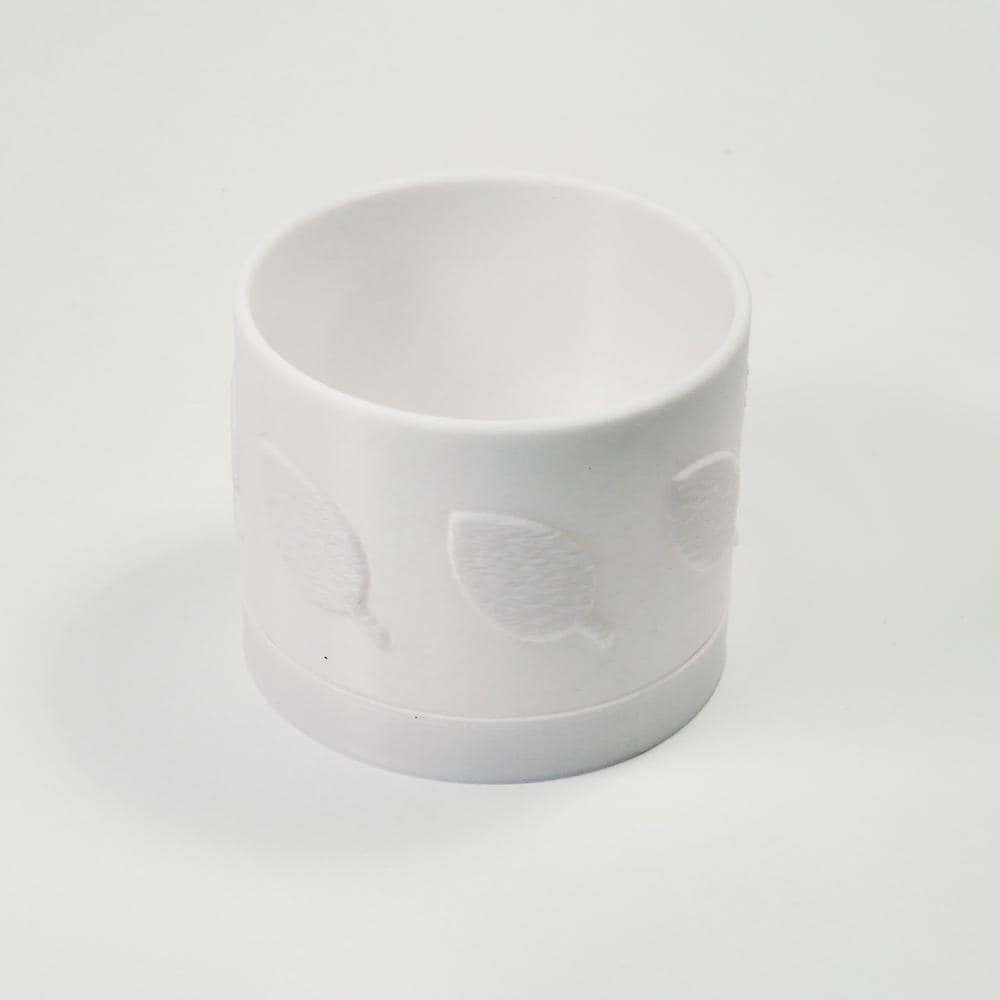 Small Embossed Leaf Plant Pot with Drip Tray - 9cm