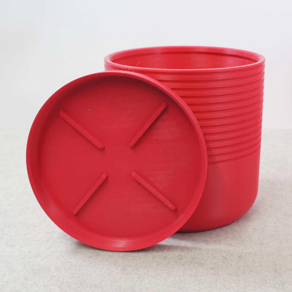 Magenta Pink Ribbed Plant Pot with Drip Tray : 10cm upto 20cm