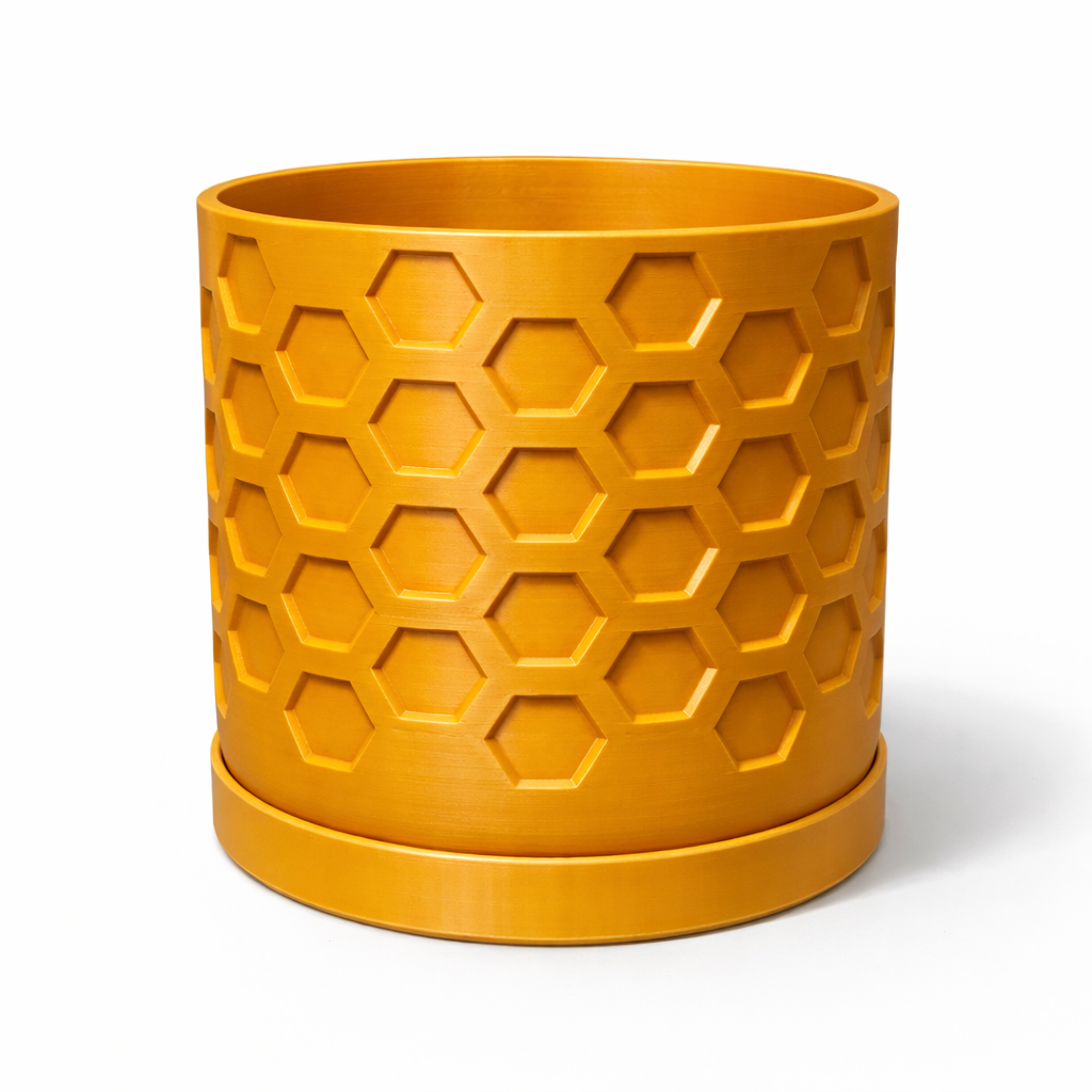 Hexagon Plant Pot with Drip Tray – 16cm