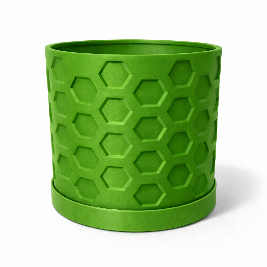 Hexagon Plant Pot with Drip Tray – 16cm