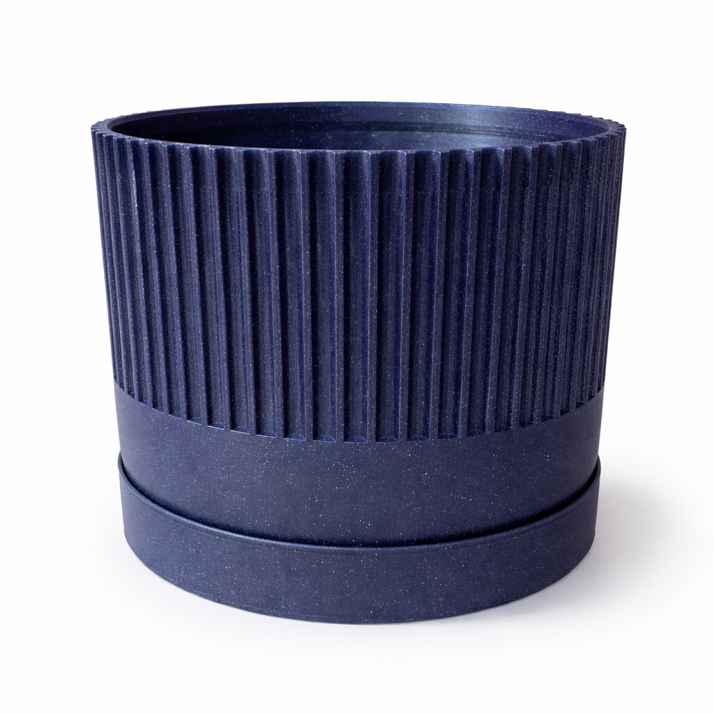 Mini Sparkle Ribbed Plant Pot - 10cm or 12cm - with Drip Tray