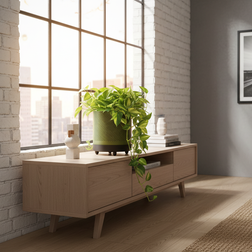 Spiral Groove Plant Pot in Stylish Modern Home