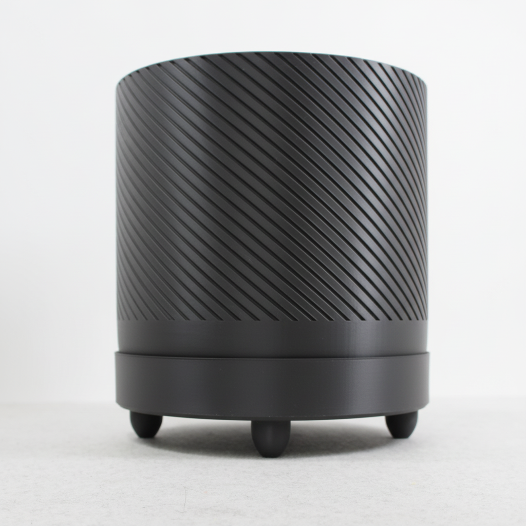 Spiral planter front view - dark grey