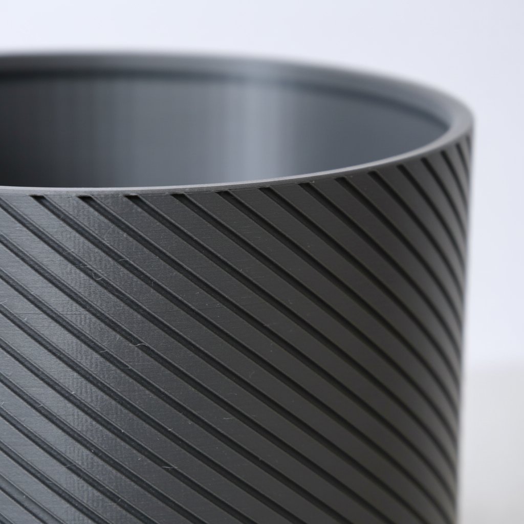 Spiral planter texture detail - dark grey