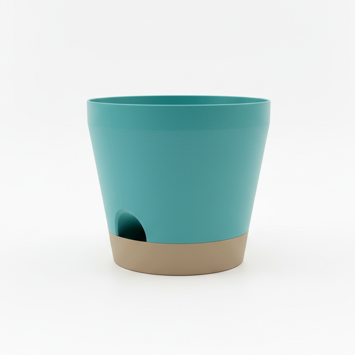 Teal Self-Watering Pot in white lightbox